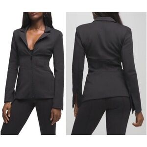 GOOD AMERICAN Waisted Stretch Blazer Jacket In Black GJK0018 Size 2